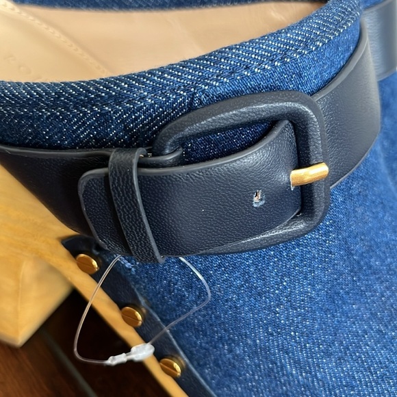 VERONICA BEARD Dacey Blue Denim Buckle Clogs size 7 New - Picture 2 of 12